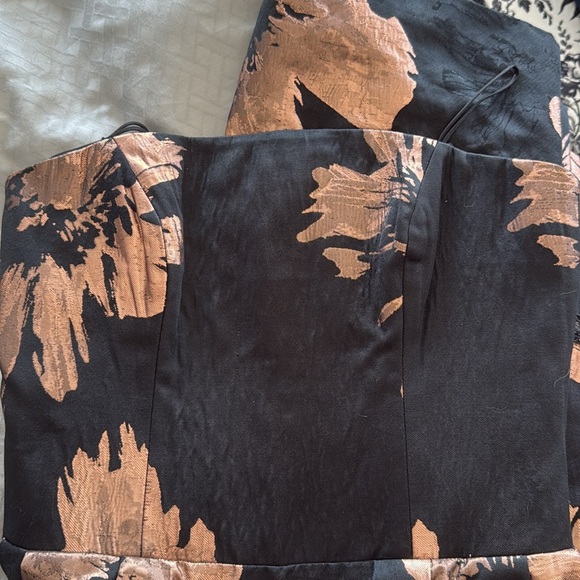 Nicole Miller Brand New Strapless Black and Copper Floral Dress - Picture 16 of 16